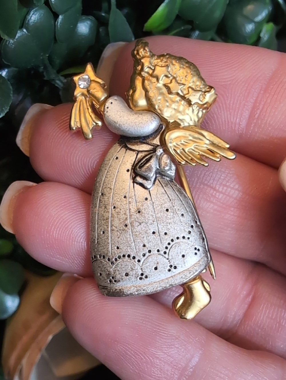 Vtg Shooting Star Angel Brooch Pin - By Danecraft